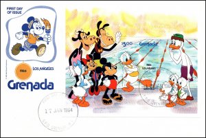 Grenada 1185-1194 Disney's Set of Three U/A FDCs