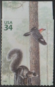 3611c, Single. Fox Squirrel & Red Head Woodpecker MNH, .34 cent