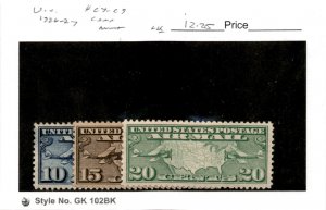 United States Postage Stamp, #C7-C9 Mint LH, 1926 Airplane (AE) 