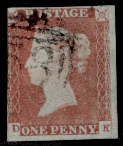 GB QV SG9, 1d pale red-brown PLATE 38, USED. Cat £50. DK