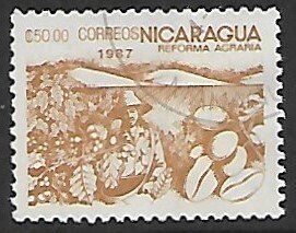 Nicaragua # 1537 - Coffee Beans - used.....{KBrO}