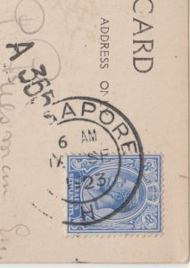 STRAIT SETTLEMENTS cover  written 23 Sept 1923,  Singapore to Amsterdam Postcard