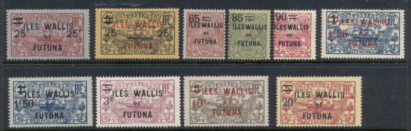 Wallis & Futuna 1924-27 Opts. On New Caledonia Surch. Ships & views MLH