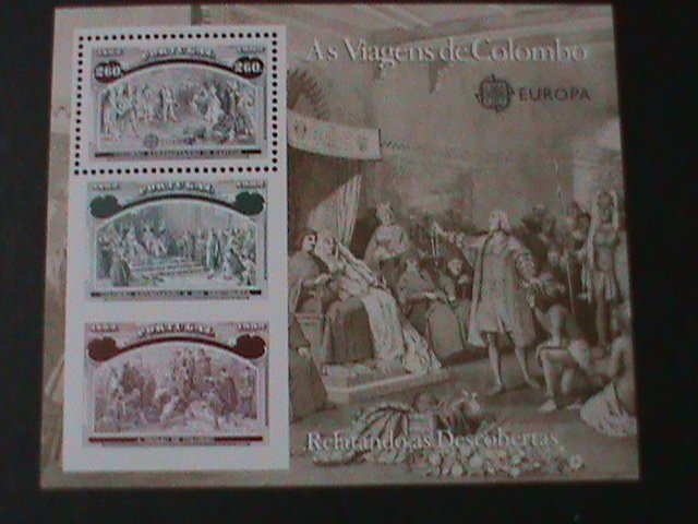 ​PORTUGAL-1992-SC#1922-EUROPA-COLUMBUS PRESENTING NATIVES-MNH S/S VERY FINE