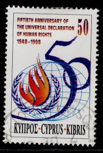 CYPRUS QEII SG959, 1998 50c human rights, FINE USED.