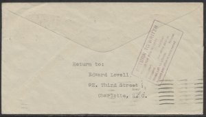 1931 Flight Cover Windsor ONT to Canal Zone Returned #C2 AAMC #3105o
