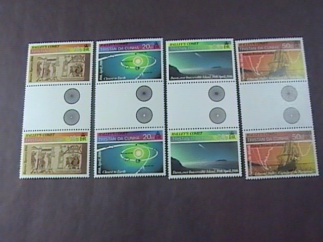 TRISTAN da CUNHA # 384-387-MINT/NH-COMPLETE SET OF CROSS GUTTER PAIRS--1981