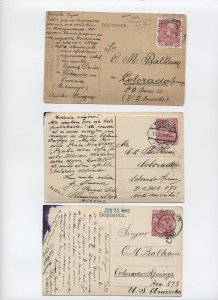 3 Austria postcards Esperanto messages c1909 [y7799]