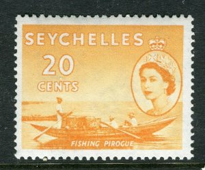 SEYCHELLES; 1954 early QEII pictorial issue fine Mint hinged 20c. value