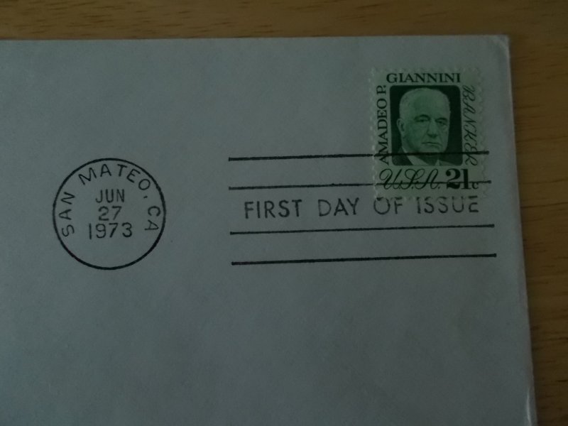 GIANNINI FIRST DAY COVER ON BANK OF AMERICA ENVELOPE