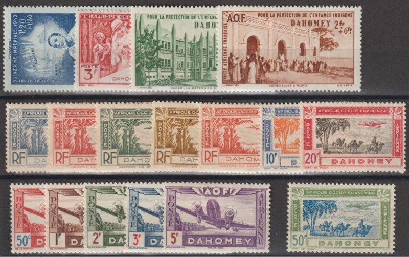 Dahomey 1940-1942, Complete Airmail Issue, YVERT # 1/17, VF MLH*OG (RMD)