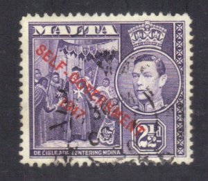 MALTA SCOTT #213 USED 2 1/2p  1948 OVERPRINT