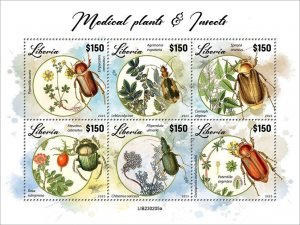 LIBERIA- 2023 - Medicinal Plants & Insects - Perf 6v Sheet  - Mint Never Hinged