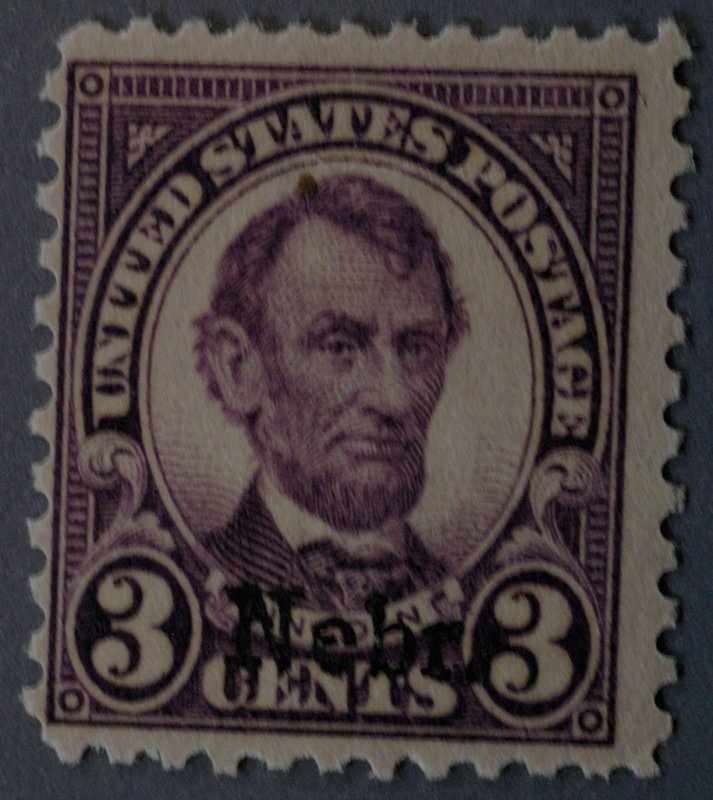 United States #672 3 Cent Lincoln Nebr Overprint OG