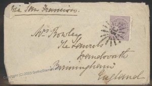 Australia 1878 New South Wales Victorian Cover England via San Francisco G112295