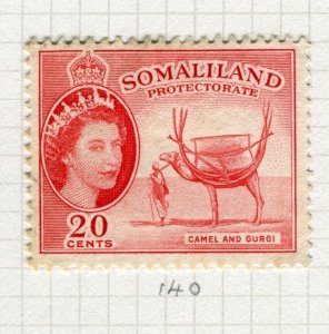 SOMALILAND; 1953 early QEII pictorial issue fine used 20c. value