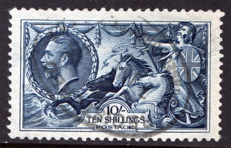 GB KGV 1934 10/- 10s Indigo SG452 Fine Used FU