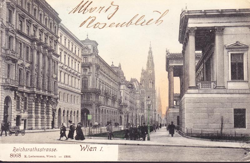 Austria 1906 Color View Card with Labels to New York Judaica/Cinderella