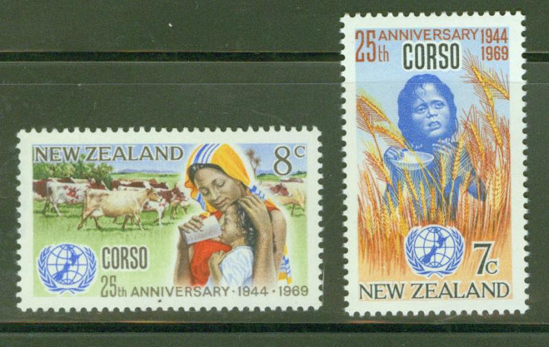 New Zealand Scott 435-6 MH* CORSO set 1969 CV$3.50