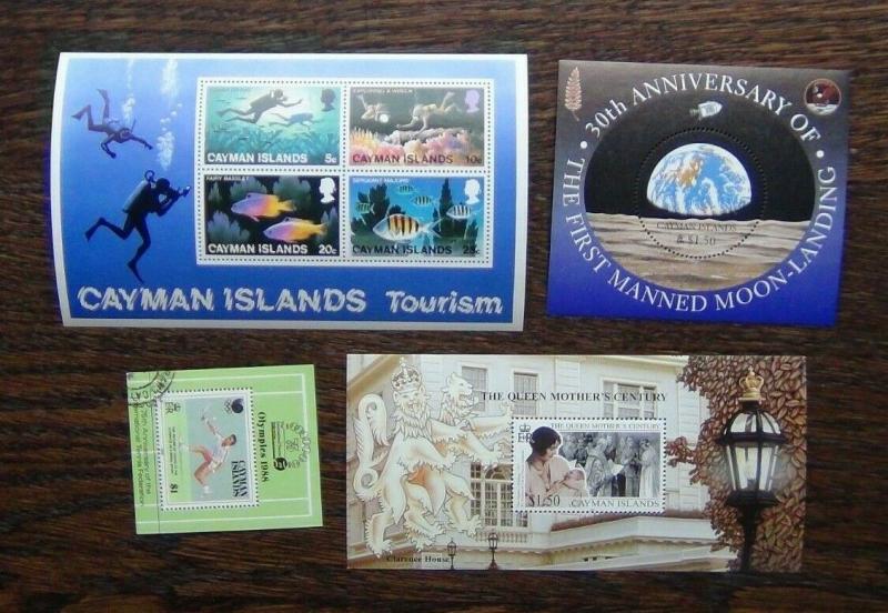 Cayman Islands 1977 Tourism 1988 Olympics 1990 Queen Mother 1999 Moon M/S MNH