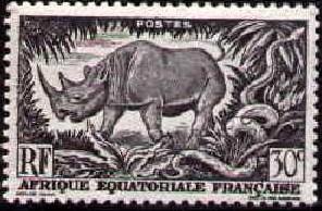 Black Rhinoceros & Rock Python, Fr. Equatorial Africa SC#167 MNH