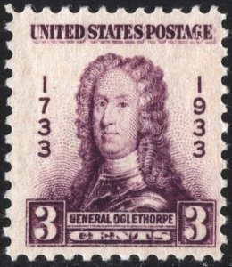 SC#726 3¢ General Oglethorpe (1933) MNH