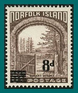 Norfolk Island 1958 Surcharge 8d, mint  #22,SG22