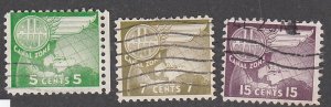 Canal Zone # C27-29, Winged Globe, Used, 1/3 Cat.