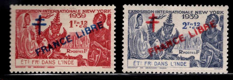 FRENCH INDIA  Scott 182-183 MH* France Libre  opt on NY Worlds fair set