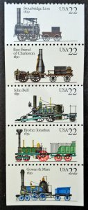 USA SC#2362-2366a Steam Locomotives Strip of 5 (1987) MNH