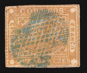 MOMEN: BUENOS AIRES #5 OCHER YELLOW BLUE CANCEL IMPERF USED LOT #66756*