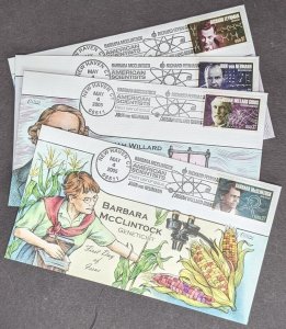 EDW1949SELL : USA 2005 Sc #3906-09 Cplt set Scientist Collins Hand Painted FDC