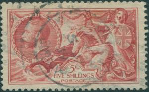 Great Britain 1918 SG416 5/- rose-red KGV Sea Horses FU