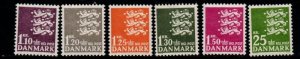 Denmark Sc 395-400 1962-1965 Small State Seal stamp set mint NH