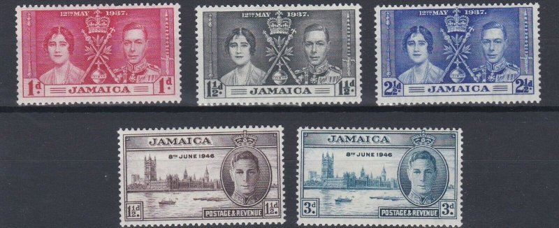 JAMAICA  1937 - 46    CORONATION   &  VICTORY SETS   MH 