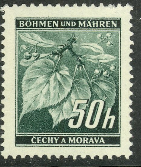 BOHEMIA AND MORAVIA 1939-41 50h Linden Leaves and Buds Pictorial Sc 26 MH