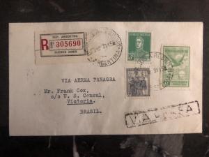 1931 Buenos Aires ARgentina First Flight Cover FFC To Victoria Brazil FAM 10