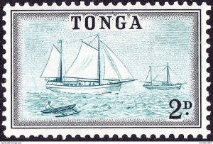 TONGA 1953 QEII 2d Deep Turquoise-Green & Black SG103 MH