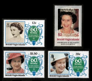 British Virgin Islands 1986 - Queen Elizabeth II - Set of 4 Stamops 532-35 - MNH