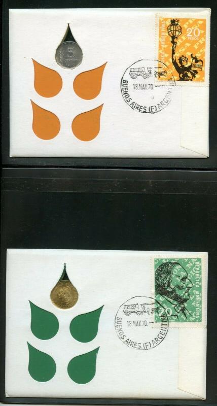 ARGENTINA 1970 COMBO FIRST DAY OF ISSUE SET OF TWO  COVERS  AS SHOWN