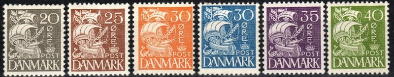 Denmark #232, 234-8  F-VF Unused   CV $54.85 (X1987)