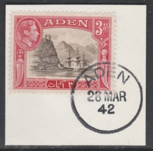 ADEN 1939-48 KG6 3a CAPTURE OF ADEN  on piece with MADAME JOSEPH  POSTMARK