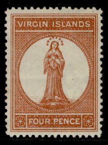 BRITISH VIRGIN ISLANDS QV SG36, 4d pale chestnut, M MINT. Cat £35. 