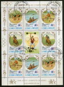 St. Thomas & Prince Island 1984 Olympic Games Los Angele Sheetlet Cancelled 9578