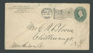 1896 NY Royal Banking Powder Co W/Flag Cancel Roughly Open In Back