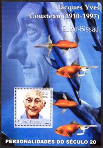 Guinea Bissau 2001 Marine Life Fishes Scientist Jacques Yves Cousteau S/S MNH