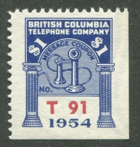 CANADA REVENUE BCT174 WATERMARKED BRITISH COLUMBIA TELEPHONE FRANK