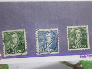 Sweden #383-5 used set 2024 SCV = $0.95