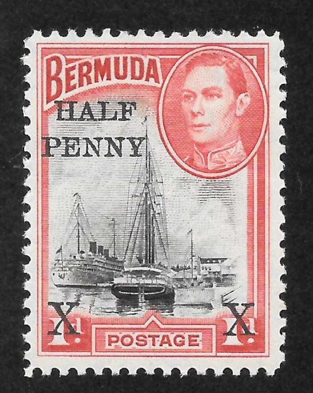 Bermuda Scott 129 MNHOG - 1940 #118a ½p on 1p Surcharged - SCV $0.30