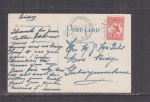 NEW SOUTH WALES, 221, HUNTER'S HILL cds, 1d. Kangaroo, 1913 ppc. Woman Scrubbing